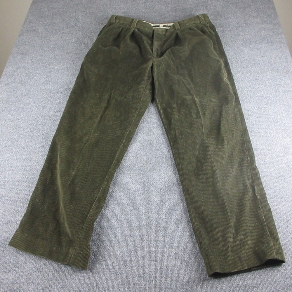 LL Bean Pants Mens 40x30 Green Corduroy Straight Leg Comfort Outdoors Hiking
